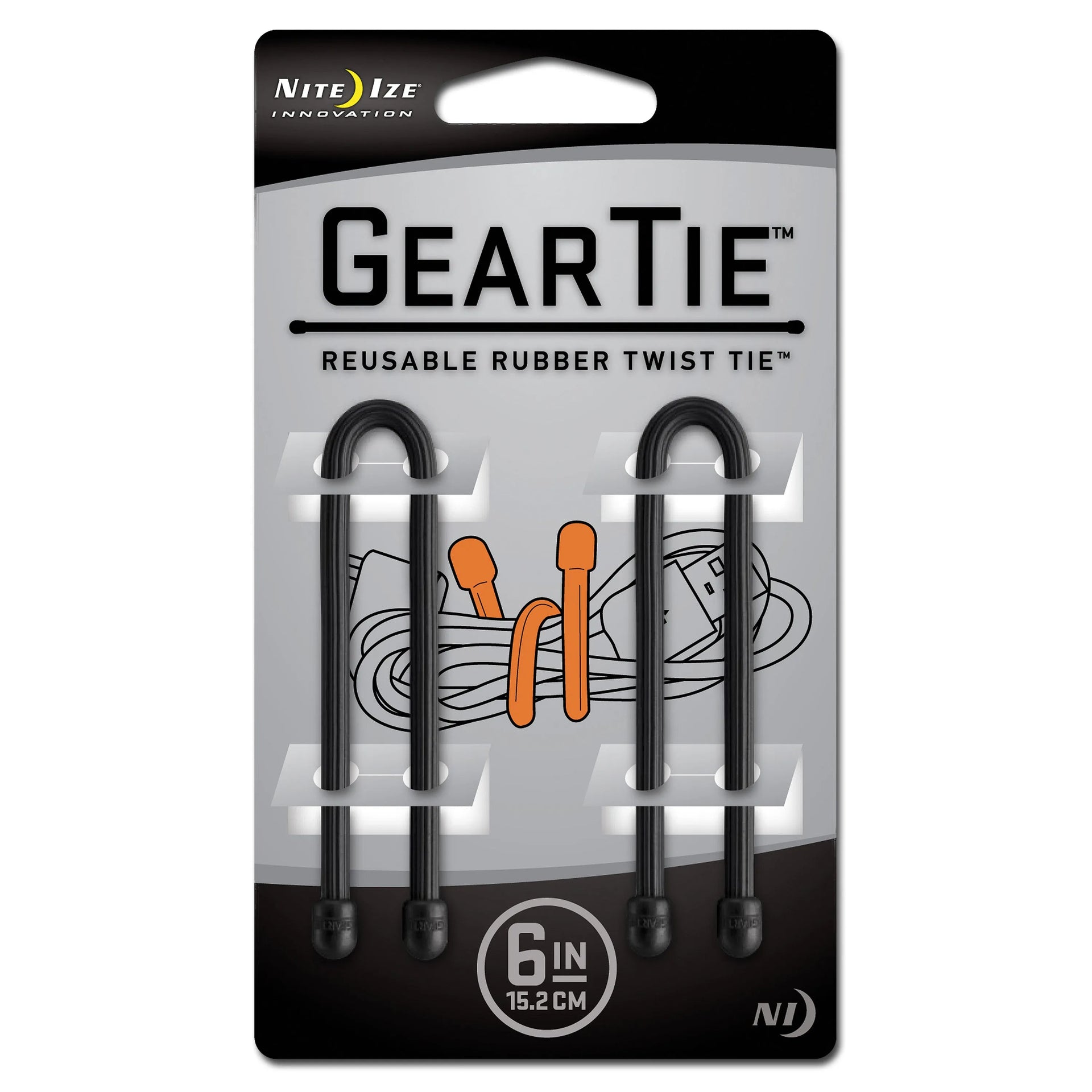 Nite Ize Gear Tie Original Gr.6 schwarz 2er Pack