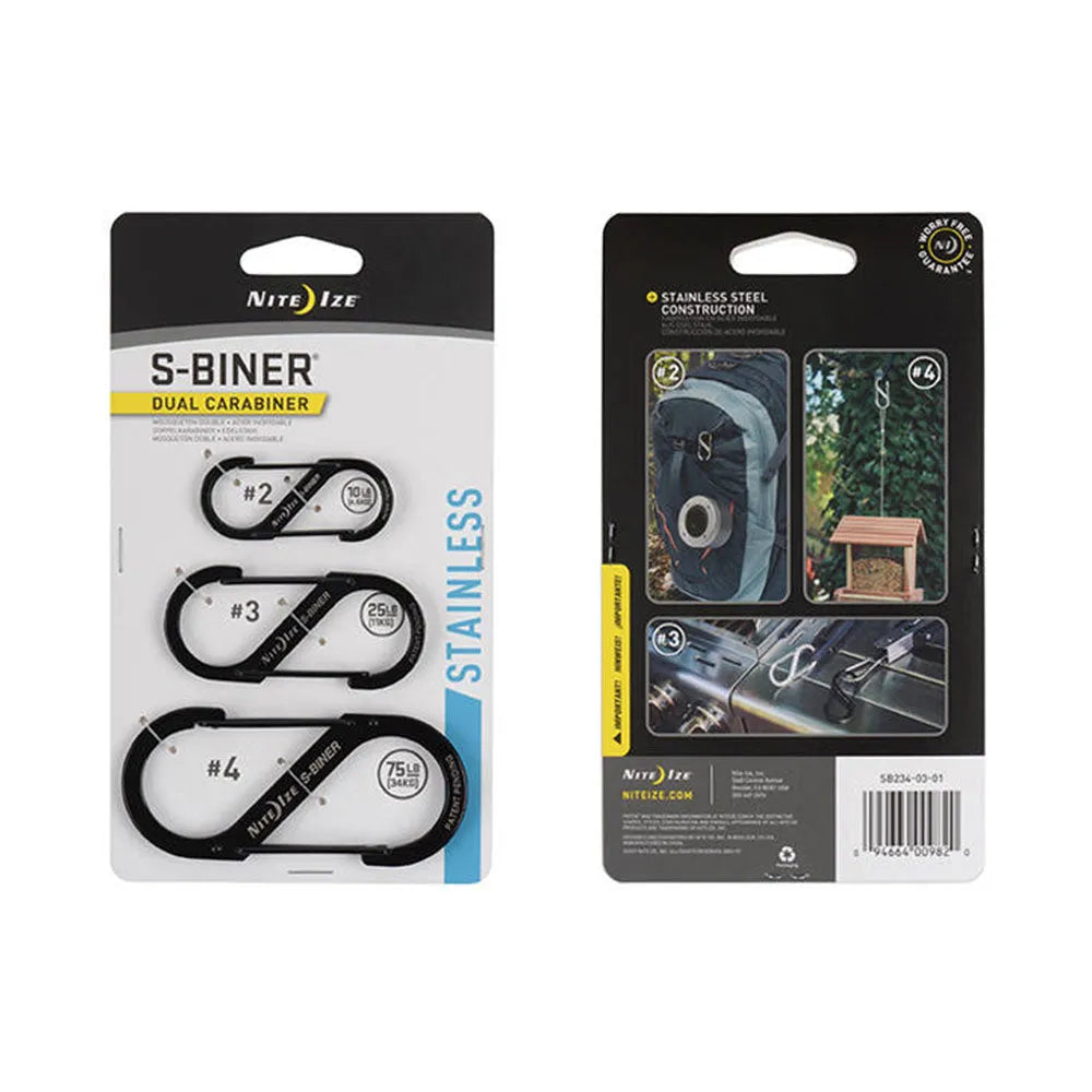 Karabiner S-Biner Gr.2/3/4 Edelstahl stainless 3er Pack