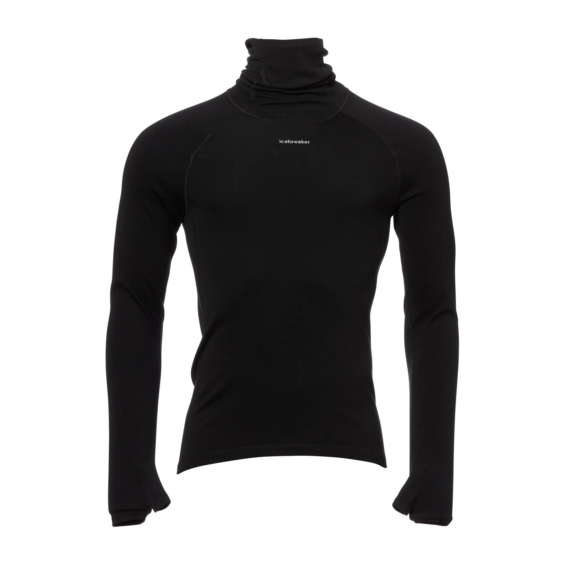 Icebreaker Langarmshirt Roll Neck Merino Männer schwarz