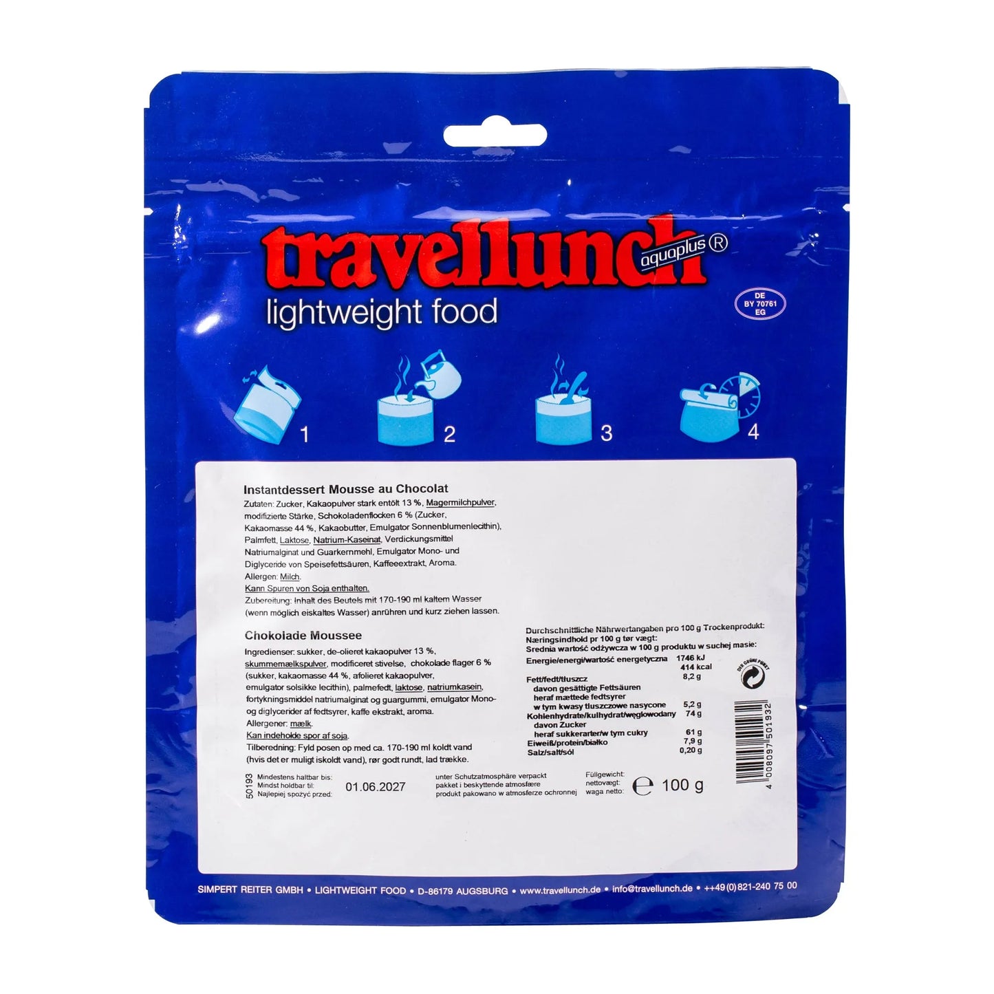 Travellunch Mousse au Chocolat 100g - ASMC