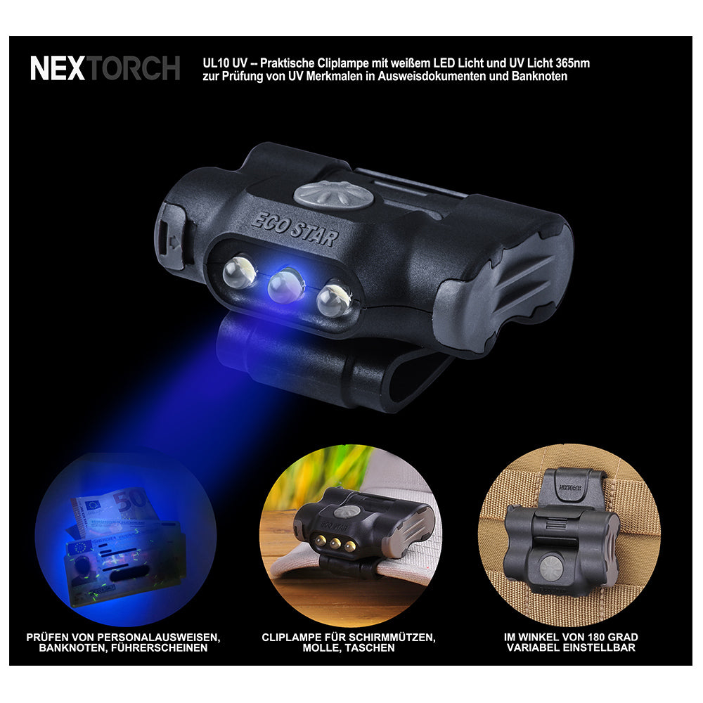 Nextorch Cliplampe UL10UV schwarz