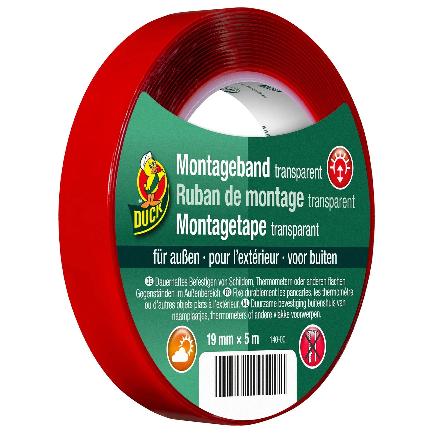 Duck Tape Duck Tape Montageband Außen 19 mm x 5 m transparent - ASMC