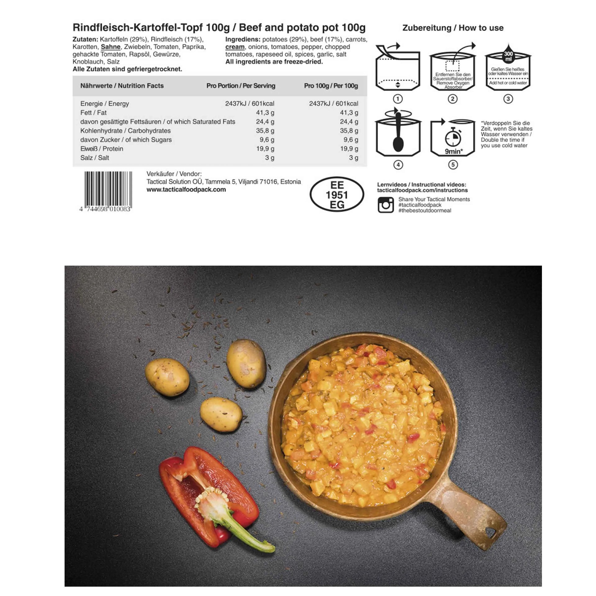 Tactical Foodpack Rindfleisch-Kartoffeltopf - ASMC