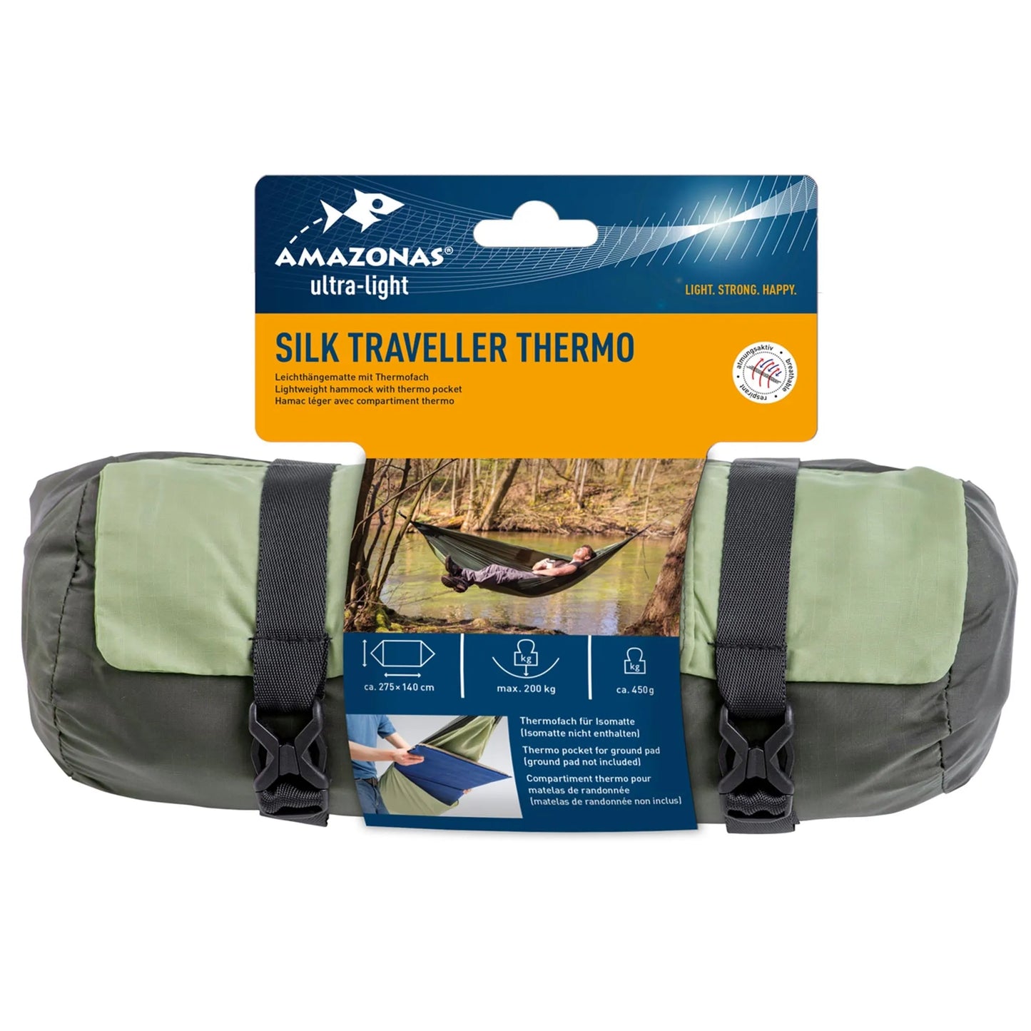 Amazonas Hängematte Silk Traveller Thermo grün oliv