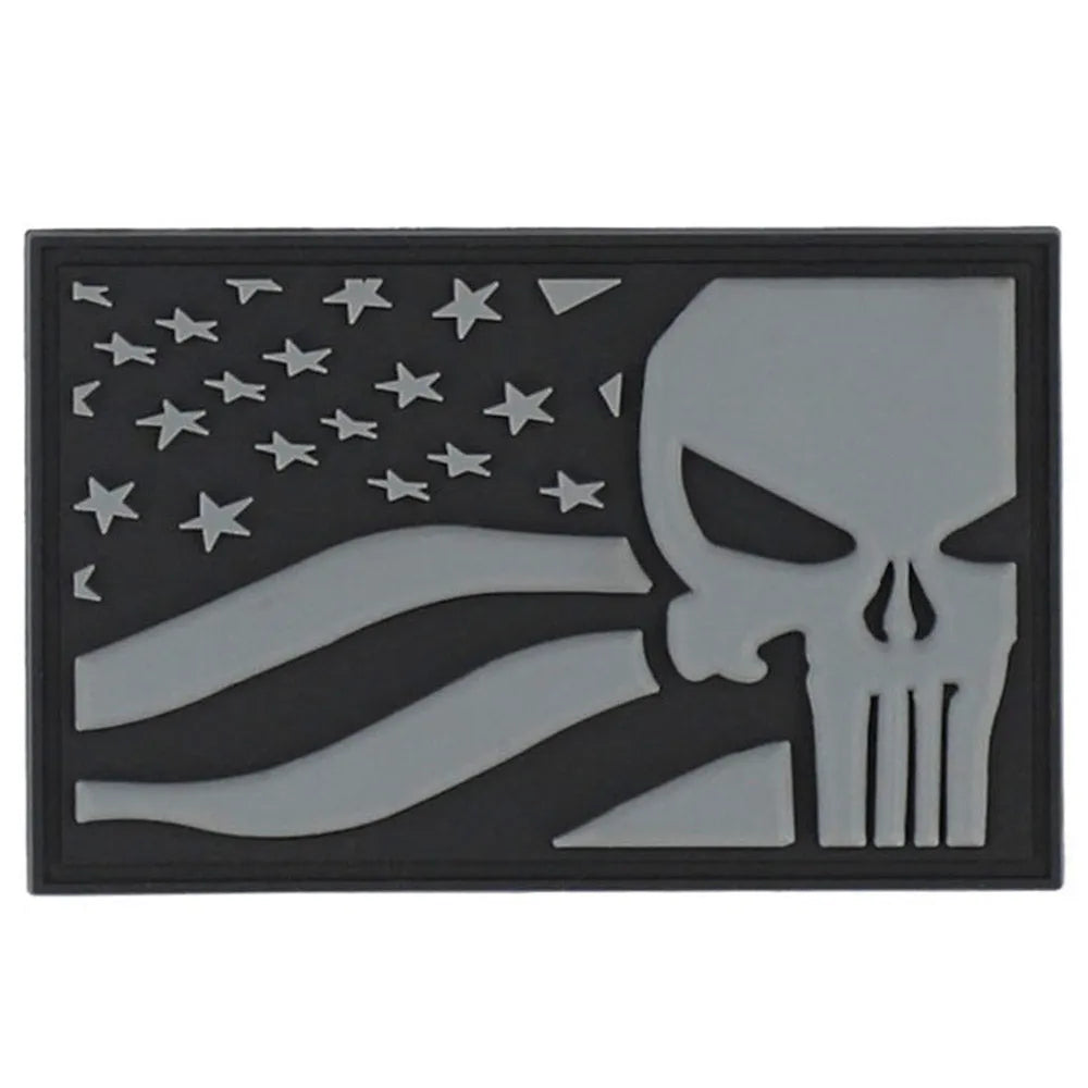 101 INC 101 Inc. 3D Patch PVC Punisher USA Flag grau - ASMC