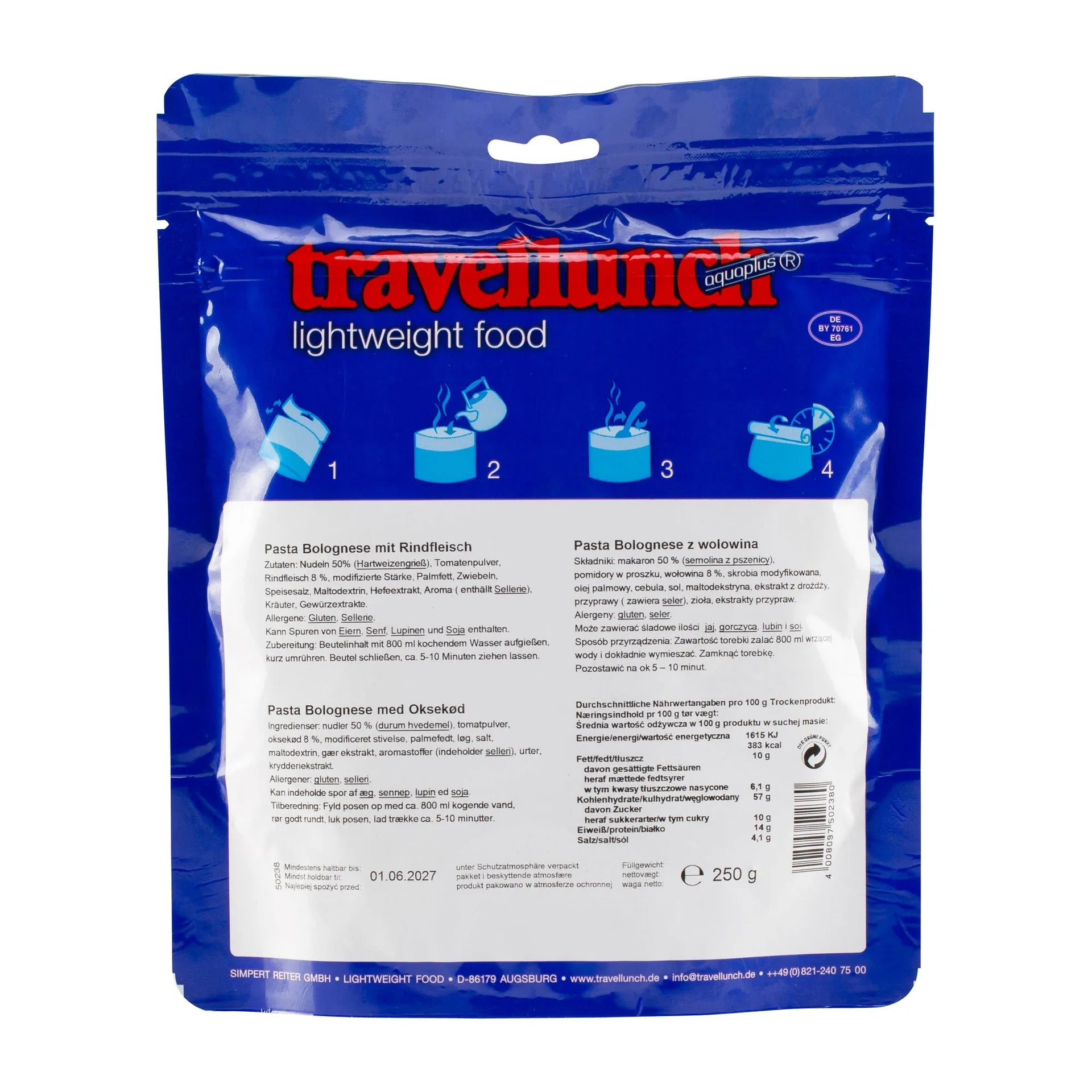 Travellunch Pasta Bolognese mit Rindfleisch 2er Packung